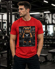 Cargar imagen en el visor de la galería, Bear Powerlifting T-Shirt — 'Train Hard' Gym Tee for Weightlifters
