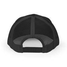 Cargar imagen en el visor de la galería, Retro Trucker Hat — Geometric Black Logo Mesh Cap