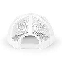 Cargar imagen en el visor de la galería, Retro Trucker Hat — Geometric Black Logo Mesh Cap