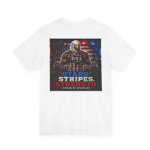 Load image into Gallery viewer, Fourth of July— "Stars. Stripes. Strength." USA Fitness Shirt