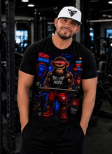 Cargar imagen en el visor de la galería, Beast Mode Monkey T-Shirt — Weightlifting Gym Tee with Neon Vibe